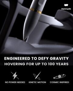 Novium Hoverpen 2.0 Futuristic Luxury Pen Made With Aerospace Alloys, Unique Aesthetic, Free Spinning Executive Pen, Cool Gadgets, Christmas Gifts for Men & Women (Space Black, 1 Count (