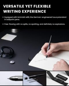 Novium Hoverpen 2.0 Futuristic Luxury Pen Made With Aerospace Alloys, Unique Aesthetic, Free Spinning Executive Pen, Cool Gadgets, Christmas Gifts for Men & Women (Space Black, 1 Count (