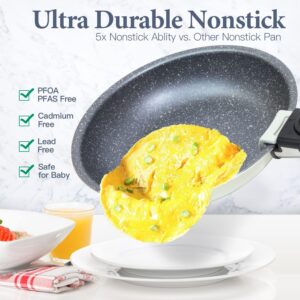 Motase 6 Pieces Kitchen Nonstick Cookware Sets with Removable Handle,