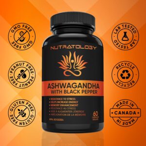 Organic Ashwagandha With Black Pepper For Improved Absorption. Resistant To Stress, Increases Energy Levels & Supports Memory Enhancement - 650MG... 