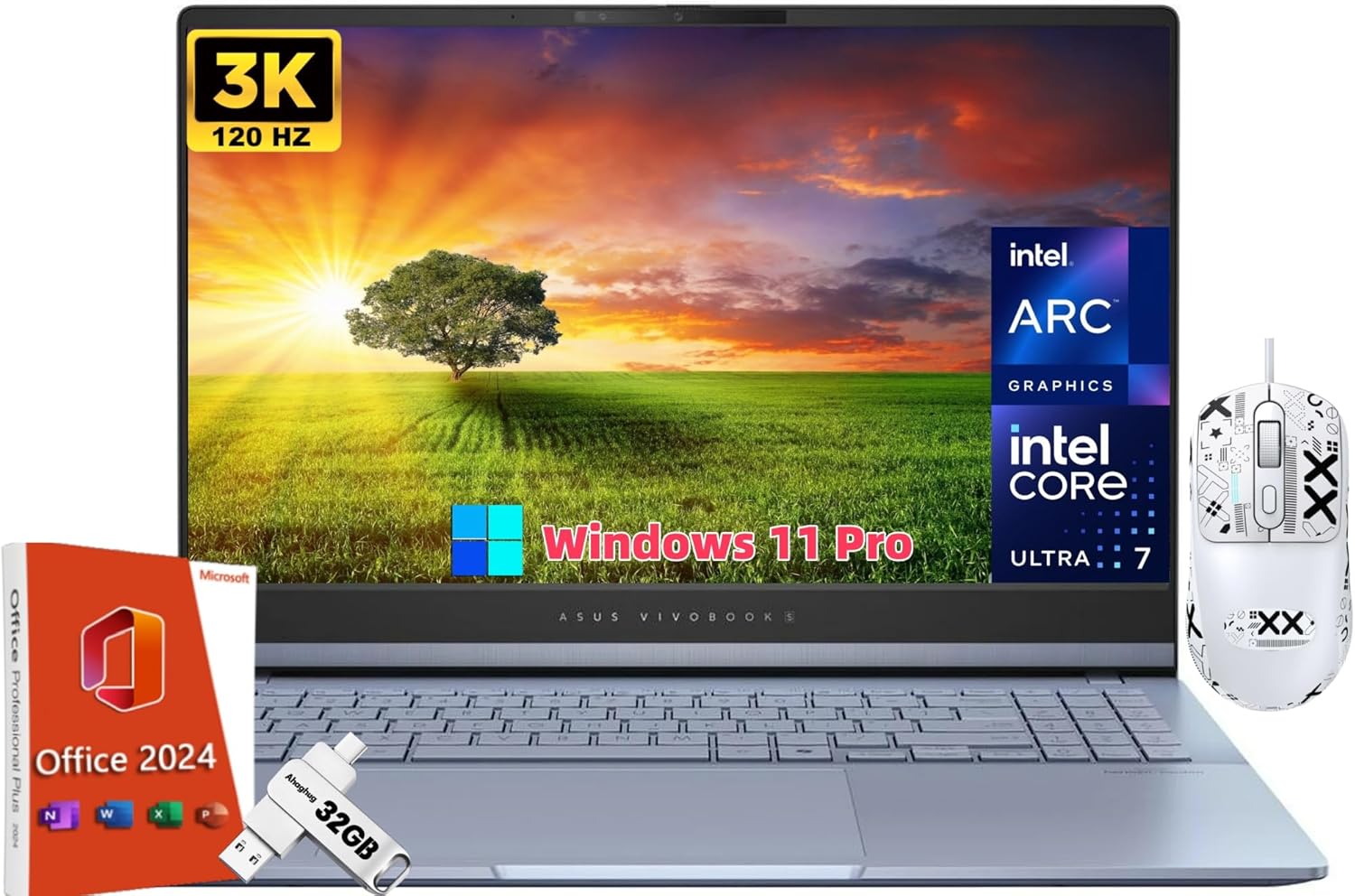 ASUS Vivobook S15 OLED Laptop, 15.6" 3K OLED 120Hz Display, Intel Ultra 7 155H, ARC Graphics, 16 GB RAM, 1 TB SSD, Backlit KB, Windows 11 Pro